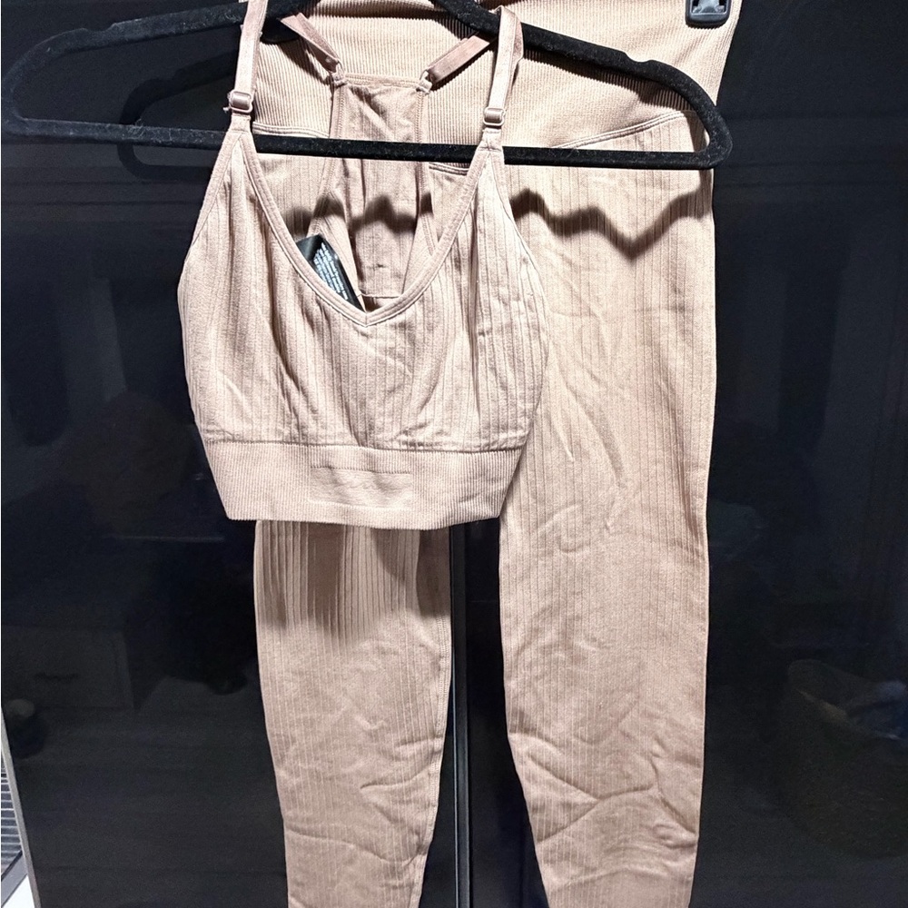 PINK Victoria's Secret Tan Leggings and Top Set